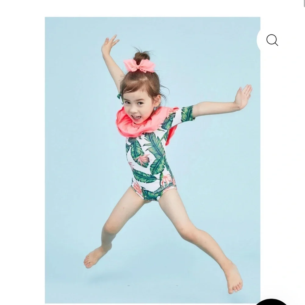 Tropical Leaf Kids Swim One Piece. By boutique brand Petite Hailey